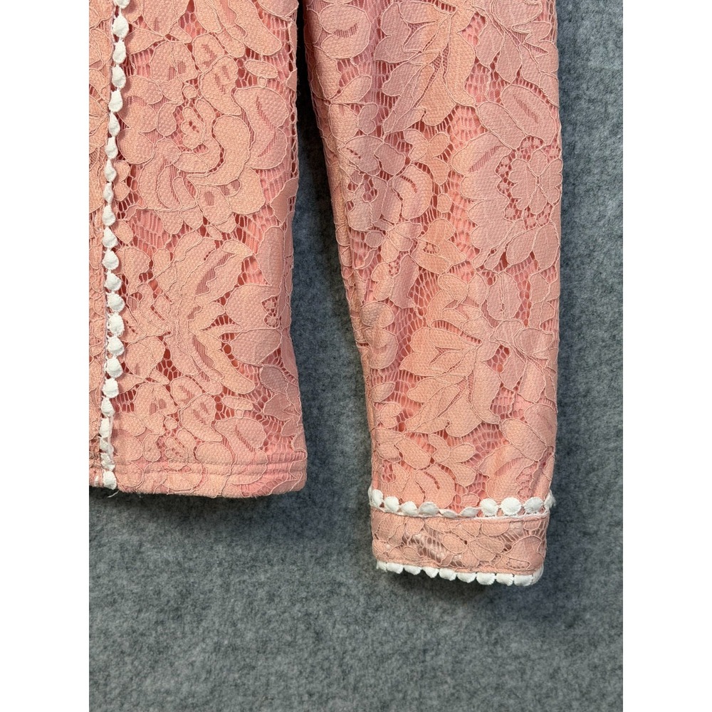 Kesuolian Pink and White Lace Overlay Zip Back Top Size Small - Picture 3 of 10